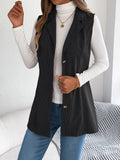 Women's Casual Single-Breasted Blazer Lapel Corduroy Vest Jacket