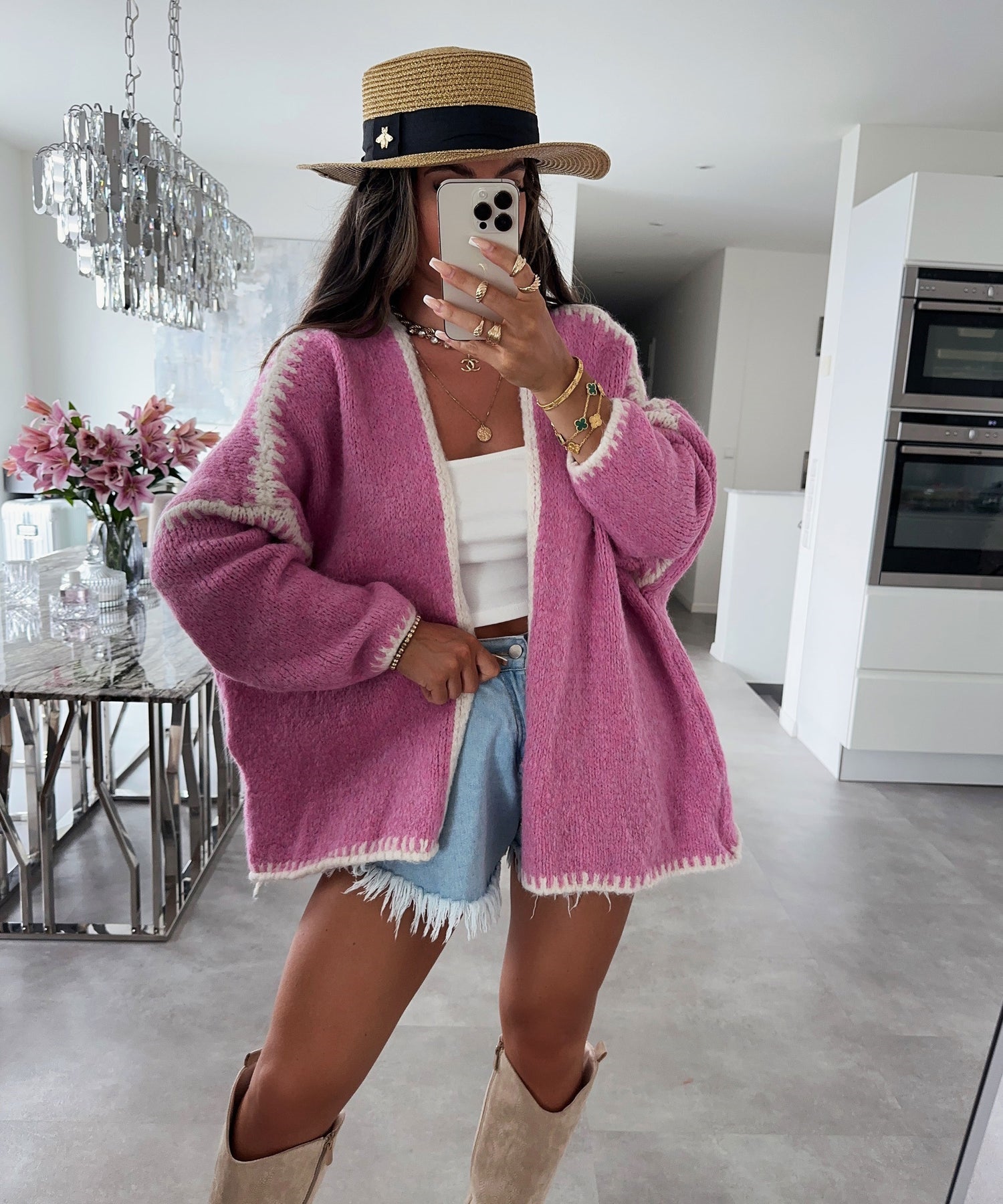 Thick Needle Knitted Sweater Coat Solid Color Loose Cardigan